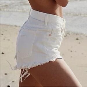 Free People White Jean Shorts